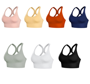 Soutien-gorge de sport confortable et sans coutures pour femme avec logo frontal, extensible dans quatre directions, respirant et écologique - Product Image 4