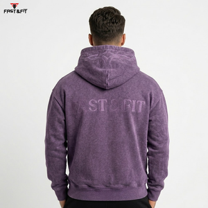 เสื้อฮู้ดดี้สีพื้นเรียบง่าย สวมใส่สบาย ราคาสุดคุ้ม สำหรับผู้ชาย ทรงโอเวอร์ไซส์ ล้างสีแบบแอซิดวอช - Product Image 2