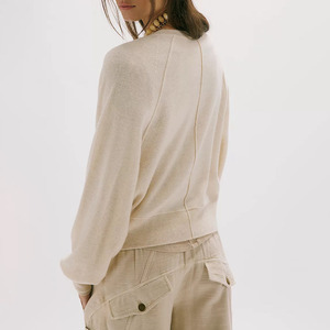 Suéter Henley de Cachemira para Mujer, Cuello en V, Tejido, Manga Larga, Elegante, para Otoño, Antipilling, Grosor Estándar - Product Image 2