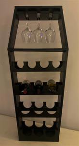 Estante minimalista de madera para vinos con soporte para copas, adecuado para sala de estar, cocina, área de invitados y exhibición en el bar del hogar. - Product Image 2