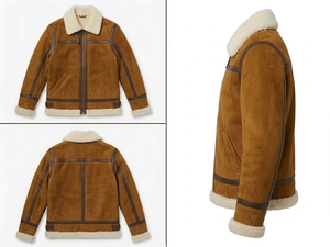 Blouson Bomber Homme en Cuir Véritable Premium avec Fermeture Éclair, Doublure Douce en Fausse Fourrure Polyester, Chaleur Hivernale, Style Streetwear, Séchage Rapide - Product Image 4