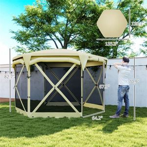 Pavillon pare-soleil beige pliable, abri pratique et pratique pour l'extérieur - Product Image 6
