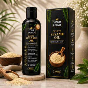 Huile de sésame blanche pour cheveux et peau |   Huile de sésame 100% pure et naturelle pour les soins des cheveux, le massage du cuir chevelu et la nutrition de la peau |   OEM Complet - Product Image 2