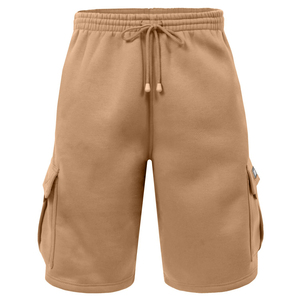 Pantalones Cortos Cargo de Punto de Poliéster Beige Sólido para Hombre, con Logotipo Frontal, de Secado Rápido, Cintura Media, con Cordón Ajustable, Estilo Casual - Product Image 1
