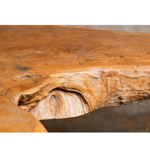 Ensemble de table en racine de teck rustique de luxe artisanal, tabourets en bois naturel, meubles de salon, villas, cafés, non pliable - Product Image 3