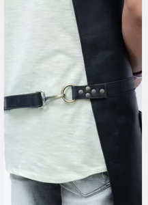 Tablier en cuir vintage couleur cognac, tablier de boucher en cuir pleine peau à une sangle, tablier en cuir personnalisé avec logo - Product Image 3