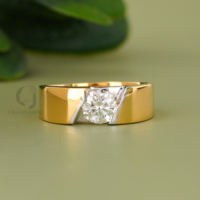 Bague en diamant de laboratoire rond de 1,03 carat, or rose 14K, sertie par tension, minimaliste, unisexe, alliance de mariage et de fiançailles, ton rose