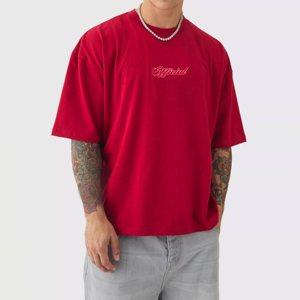 เสื้อยืดคอกลมทรงหลวมโอเวอร์ไซส์สีขาวแบบดรอปโชว์เดอร์ ผลิตตามสั่งขายส่ง ผ้าฝ้ายคุณภาพสูง ระบายอากาศได้ดี สำหรับผู้ชาย ด้านหน้าเรียบ - Product Image 1