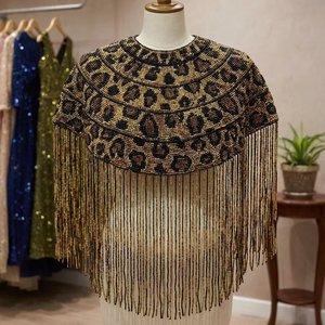 Premium Eco-Friendly Vintage Woven Beaded Fringe Capelet OEM ODM Custom Elegant Shawl High End Bridal Shoulder <b>Poncho</b> 100% - Product Image 2