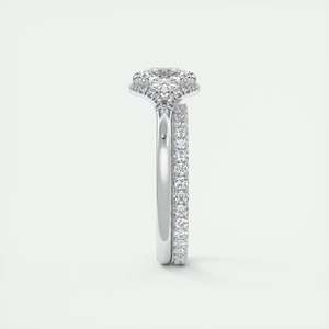 Anillo solitario de medio halo con diamante cultivado en laboratorio de corte cojín de 2.10 quilates en oro blanco de 14k con engaste empotrado para compromiso - Product Image 5