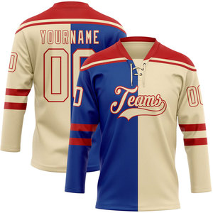 Teams Ice Hockey Jersey Custom Name Number V-Neck Three Quarter Sleeve Breathable Polyester Adult Unisex Apparel - Product Image 1