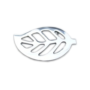 Sous-plat décoratif en métal en forme de feuille d'aluminium, plaqué nickel, noir, finition Antique - Product Image 1