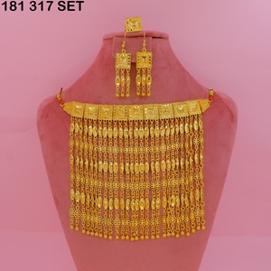 Gold Plated Brass Islamic Religious Jewelry Set for Women-Classic Stylish Design Engagement <b>Wedding</b> Eid Imitation Jewelry Sets - Product Image 6