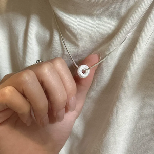 Collar de Plata de Ley S925 con Diseño Coreano de Donut de Arena Flash, Cadena de Clavícula de Moda para Mujer, Diseño Exclusivo, Éxito en Xiaohongshu - Product Image 3