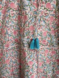 Vestido mini bohemio de mujer con estampado floral, cuello halter y manga corta, 100% algodón, estampado a mano, precio de fábrica. - Product Image 5