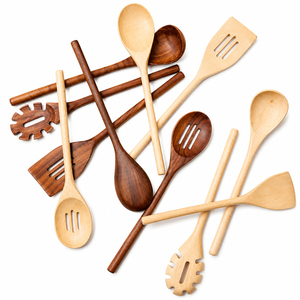 Juego de Cucharas de Cocina de Madera de Teca Natural Premium, Juego de Utensilios de Cocina Ecológicos de 5 Piezas, Espátula de Madera Segura para Utensilios Antiadherentes - Product Image 2