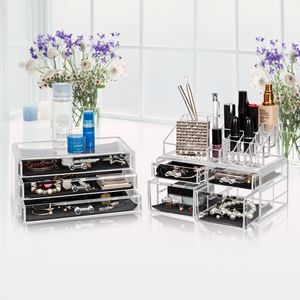 Organisateur de maquillage transparent YS avec 4 petits et 3 grands tiroirs, support de rangement pour cosmétiques en plastique - Product Image 2