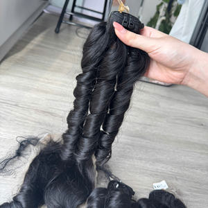 Paquetes de rizos hinchables de súper doble dibujado de Venta caliente Color Natural Virgen cruda cabello humano vietnamita cutícula alineada de alta calidad - Product Image 4