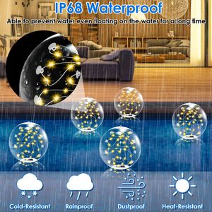 Set di 2 Luci Solari per Piscina, Luce Calda 3200K, 3 Modalità e 4 Livelli di Luminosità, Sfere LED con Telecomando - Product Image 6