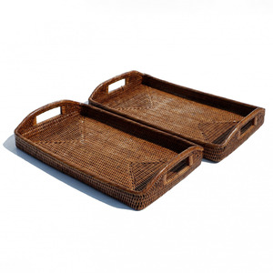 Plateau de présentation en rotin de luxe, plateaux de rangement de qualité supérieure, fabriqués à la main par des artisans. - Product Image 2