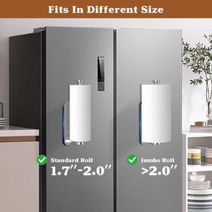 Portarotolo Magnetico Argento con Meccanismo a Cricchetto a Strappo Unilaterale, Montaggio Autoadesivo a Parete per Frigorifero, Senza Foratura, Organizzazione a Parete - Product Image 3