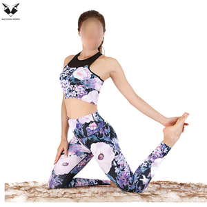 High Waist Fitness Gym Leggings and Sports Bra Two Piece Workout Activewear Clothing Suits Custom Women Floral Printed Yoga Set - Product Image 6