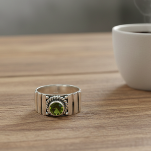 Pure 925 Sterling Silver <b>Peridot</b> <b>Ring</b> Rose Gold Yellow Gold Plated Vintage Tribal Statement Band Jewelry Gift for Women Unisex - Product Image 5