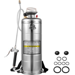 Electric 3.5Gal Stainless Steel <b>Sprayer</b> with 20\" Wand Handle and 3FT Reinforced Hose Hand Pump <b>Sprayer</b> with Pressure Gauge - Product Image 2