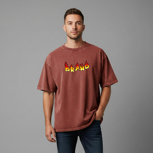 เสื้อยืดโอเวอร์ไซส์ผู้ชาย สไตล์ลำลอง ทรงหลวม สตรีทแวร์ ผ้าฝ้าย คอกลม แขนสั้น ไหล่ตก ทรงสบาย แฟชั่น - Product Image 1