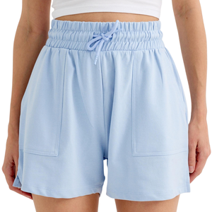 <b>Womens</b> Casual Running <b>Shorts</b> Wide Elastic Waist Drawstring Side Pockets Relaxed Fit Curved Hem Custom Wholesale OEM Manufacturer - Product Image 6