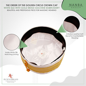 Tapa Dorada con Diseño de Corona |   Gorra con Corona Bordada a Mano con Hilos de Oro |   Gorra Masónica Blanca |   Gorra Ceremonial Masónica |   Personalizado - Product Image 3