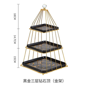 Elegant Metal <b>Cake</b> <b>Stand</b> With <b>Marble</b> Tray And Glass Bowls Rectangle Shape Non Toxic From India In Lowest Price Kitchenware Usage - Product Image 2