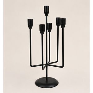 Wholesale <b>Black</b> Metal <b>Candelabra</b> 5-Arm Taper Candle Holder Stand for Modern Wedding Centerpiece and Hotel Tabletop Home Decor - Product Image 3