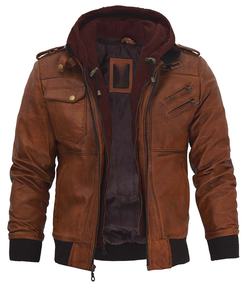 Giacche <span class=keywords><strong>in</strong></span> Pelle Marrone da Uomo Stile Bomber con Colletto Alto Completamente Personalizzabili di Alta Qualità Invernali <span class=keywords><strong>in</strong></span> Pelle Conciata Spessa - Product Image 3
