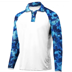 Polo de sport à manches longues en polyester, séchage rapide, haute qualité, logo personnalisé, impression intégrale, UPF 50, imperméable, pêche, grande taille - Product Image 1