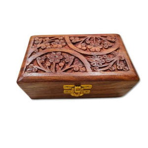 Wholesale Handmade Floral Carved Sheesham Wooden Jewelry <b>Box</b> Vintage Trinket Storage Case Lockable Gift <b>Box</b> For Ring <b>Necklace</b> - Product Image 1