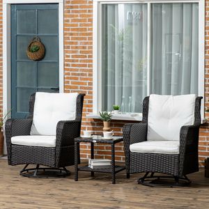 Set Bistrot Girevole a 360 Gradi Bianco Crema per Veranda e Patio 28.25x30.75x36.25 Pollici in Ferro per Ospedali e Impianti Sportivi - Product Image 2