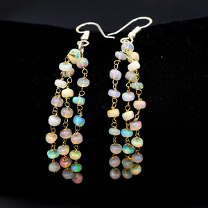 HAYAAT GEMS Perles d'opale éthiopienne naturelle Welo Fire, boucles d'oreilles en argent sterling et or, cadeau de luxe pour elle - Product Image 2