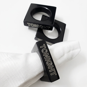 Ensemble d'anneaux de serviette noirs pour les fêtes, porte-serviettes décoratif pour table, accessoire de table à manger moderne, anneau de serviette festif pour les fêtes - Product Image 3