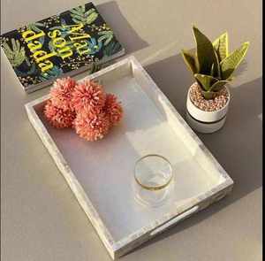 Bandeja de lujo con incrustaciones de hueso para servir desayuno, comida, fruta, café, té, de forma cuadrada, al precio más bajo, utensilios de cocina decorativos para hoteles y uso doméstico. - Product Image 6