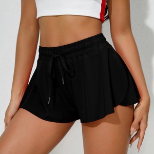 Shorts d'été pour femmes en coton uni, taille mi-haute, avec élastique à la taille, shorts de sport - Product Image 3