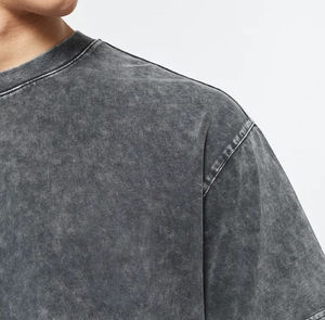 Camisetas al por mayor con efecto ácido para hombre, precio económico, camisetas de algodón para hombre, fabricante de ropa urbana, camisetas gráficas desgastadas de corte holgado. - Product Image 4