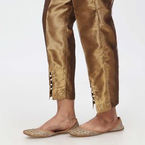 Pantalons et pantalons en tissu teinté cuivre PS4533 coupe ajustée pour femme - Product Image 2