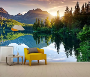 Montaña con <span class=keywords><strong>lago</strong></span> foto papel pintado paisaje pared <span class=keywords><strong>Mural</strong></span> para dormitorio sala de estar TV Fondo sofá pared - Product Image 2