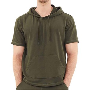 T-shirts à capuche pour hommes personnalisables de haute qualité, à manches courtes, brodés, en molleton 100% coton, sport, décontractés, séchage rapide - Product Image 1