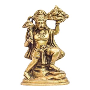 Estatua de Latón Dorado Hecha a Mano del Dios Hanuman Ji, Escultura Religiosa de Sobremesa, Diseño Art Deco, Decoración para el Hogar - Product Image 4