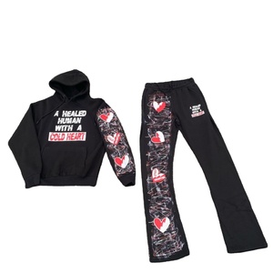 Nouveau modèle Survêtement Ensemble de jogging 2 pièces pour hommes Pantalon de survêtement évasé pour hommes avec sweat à capuche Survêtements coupe-vent - Product Image 4