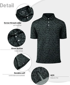 Camisa Polo de Golf con Estampado Floral para Hombre, Manga Corta, Transpirable, Deportiva, Casual, OEM, ODM, Ropa Personalizada para Hombre, Verano - Product Image 4