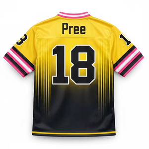 Maillot de football américain personnalisé, col en V, manches courtes, coupe athlétique, sublimé, respirant, anti-bactérien, vêtements de sport pour équipe - Product Image 3