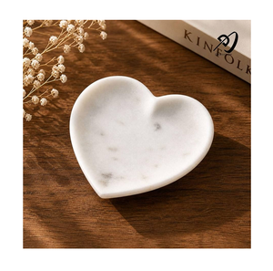 Plateau de rangement en marbre blanc en forme de cœur, organiseur de bijoux, plateau décoratif de haute qualité, prix de gros - Product Image 5